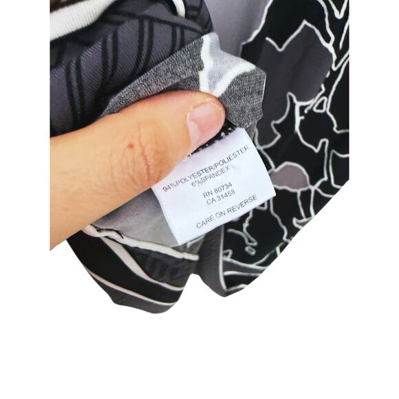 BCBGMAXAZRIA Black & Grey Shift Dress Kimono Oriental Medium Classic Career Fall - Picture 6 of 7